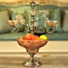 tall glass fruit compote 2 arms fruit plate with metal pedestal antique big fruit bowl