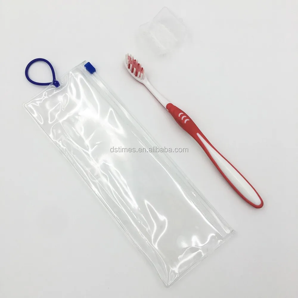 Transparent Pvc Bag Toothbrush With Plastic Cap And Toothpaste Good