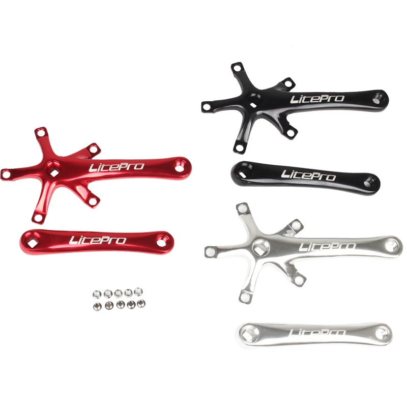 

Litepro Bike Crank Folding Road Bike Crankset 170mm Crank Arm Square Crankset BCD 130mm Bike Parts Black, Red, Silver