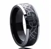 8MM Titanium Comfort Fit Wedding Band Ring Thorn With Cross Beveled Edges Black Ring