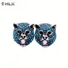 Real turquoise jewelry mini hoop earring Blue Tiger head Stud Earrings