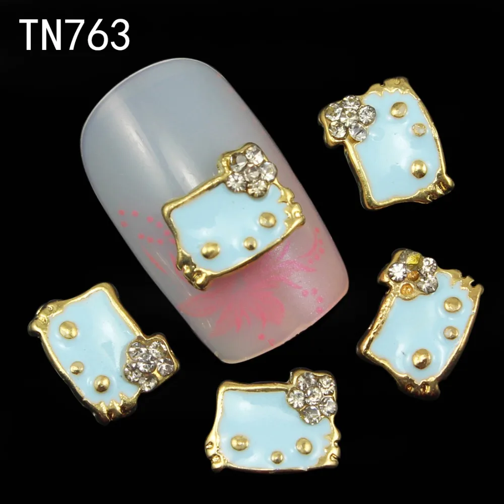10pcs Glitter Kitty cat Rhinestones 3d Nail Art Decorations Alloy Nail Sticker Charms Jewelry for Nail