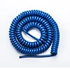 PU light blue electrical spiral wire coiled cable