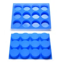 

Factory Wholesale Stocked Silicone 12 Cavities Round Shape Blue Soap Mold