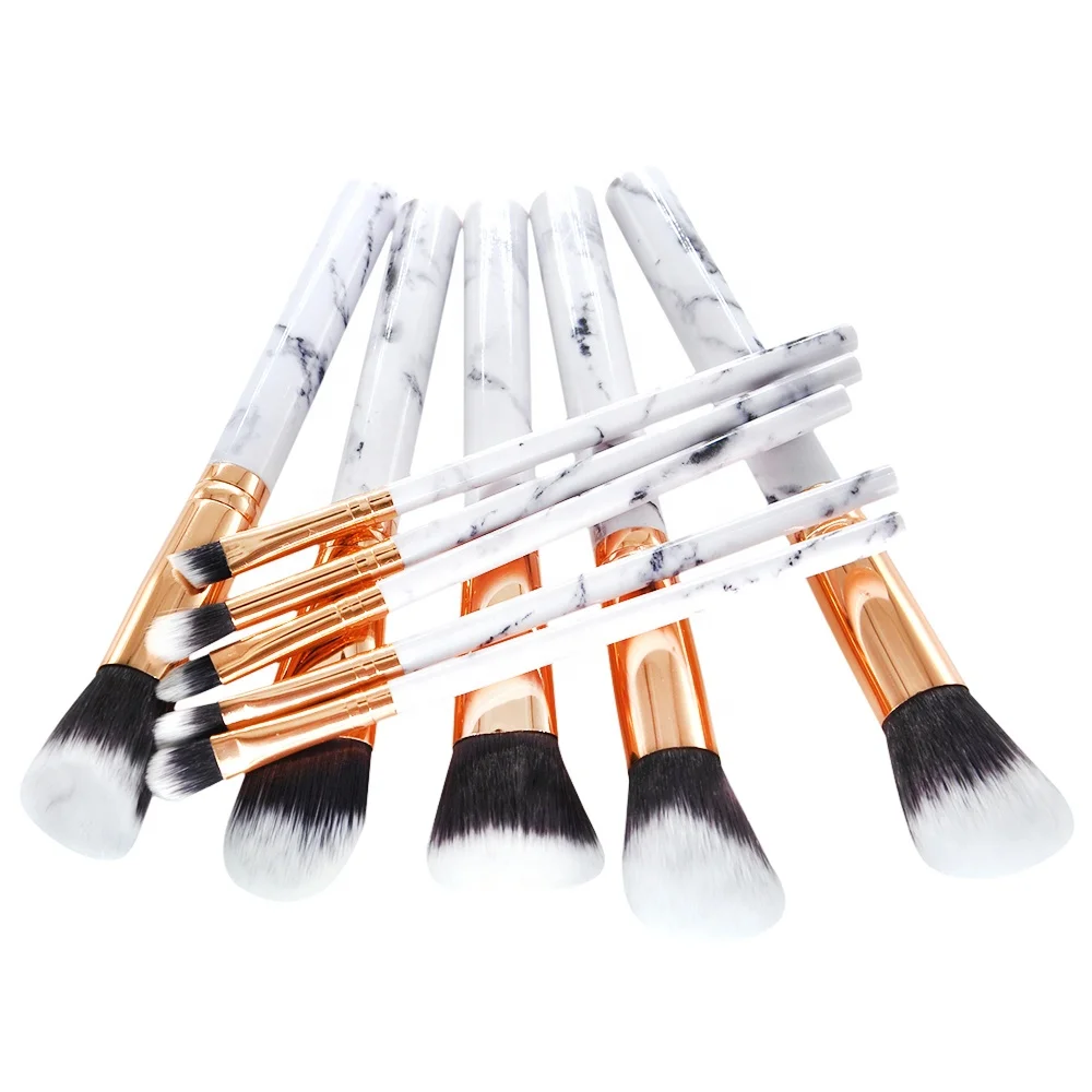 

Hot Selling Synthetic Hair 10pcs Marble White Makeup Brush Set