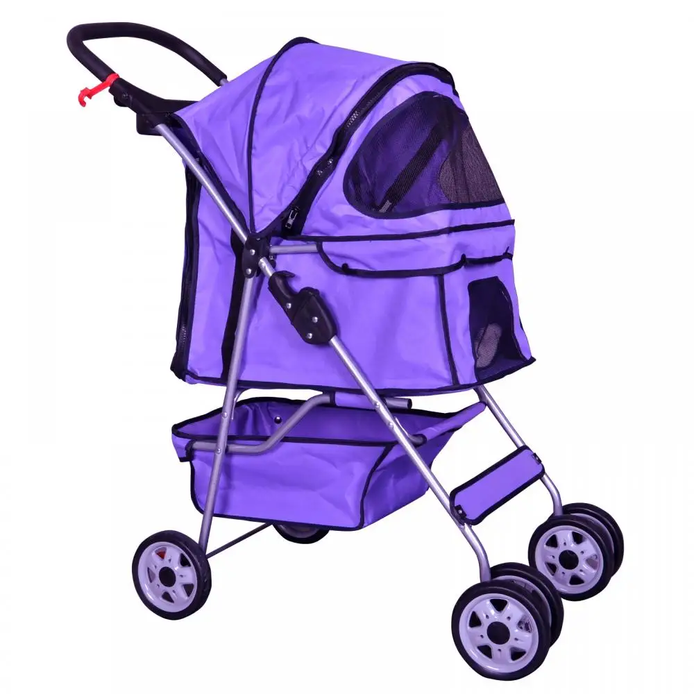 
Competitive 4 Wheels Dog Cat Trolley Travel Folding Twin Pet stroller 