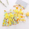 2019 amazon new style summer child lemon sleeveless princess girl bow dress