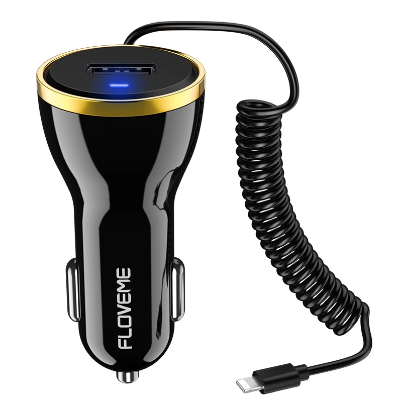 

Free Shipping 1 Sample OK FLOVEME 2.1A Spring wire stretchable car USB charger dual usb wire car charger