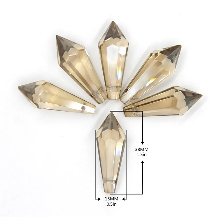 50PCS Lilac Glass Crystal Chandelier Lamp Light Part Prisms Hanging Pendant 38MM 