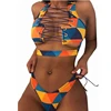 JSN01New 2019 Sexy Brazilian Thong Bikini 2pcs Print high cut Swimwear Women Low Waist Swim Wear Bandage Swimsuit beachwear