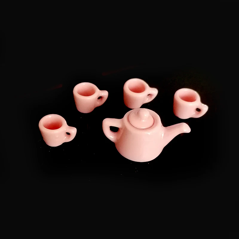 

1:12 Scaled Pink porcelain Tableware Coffee Tea set Ceramic Dollhouse Miniature
