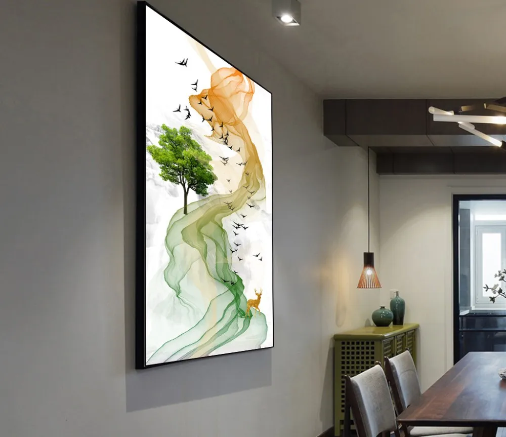 墙挂艺术相框长方形油画在帆布门廊客厅餐厅酒店照片框墙装饰