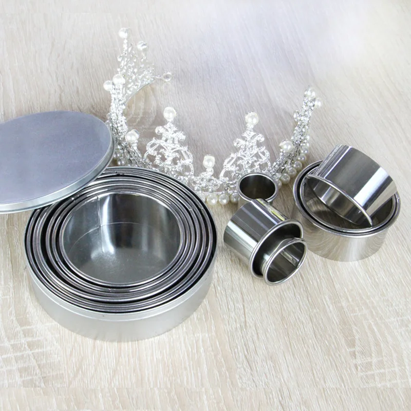 Cake Tools 12PCS/Set Stainless Steel Round Shape Mousse Ring Mold for Cake Biscuit Bread Cookie Mould Home DIY Pastry Gadgets