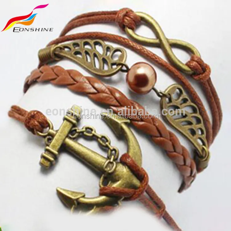 

OnLine Hot Sale Handmade Male Brown Leather Wristband, Various colors available