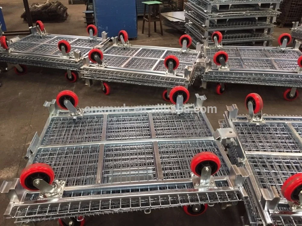 
industrial stackable foldable warehouse wire mesh cages 
