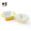 Creative square deep ceramic cheese baked rice pie bake ware with handles