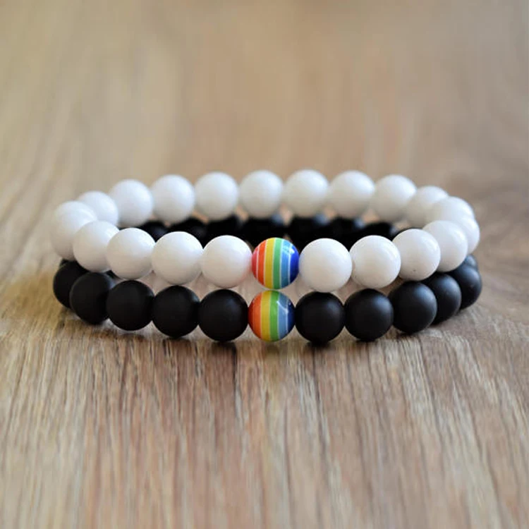 

GC-BC0254 Gay Pride Rainbow Bracelet Bead Bracelet For LGBT Jewelry Couples Bracelet (2 pcs, Multi colors and accoring to customer requirement