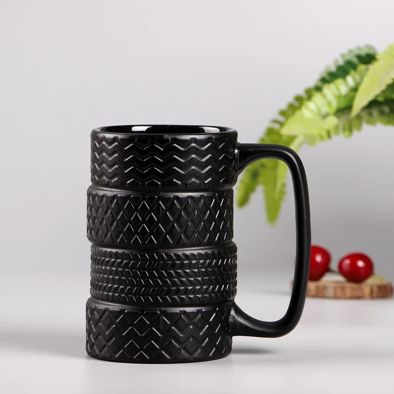 

New design top quality unique tire porcelain ceramic coffee milk cup gifts/novelty tyre shaped mug wholesale