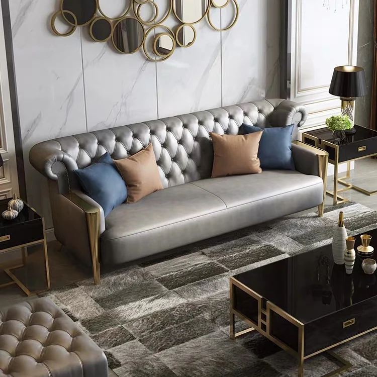 
Designer European Style Modern Luxury Living Room Home Furniture 3 Seater Leather Sofas sets Iitalian Velvet Couch 