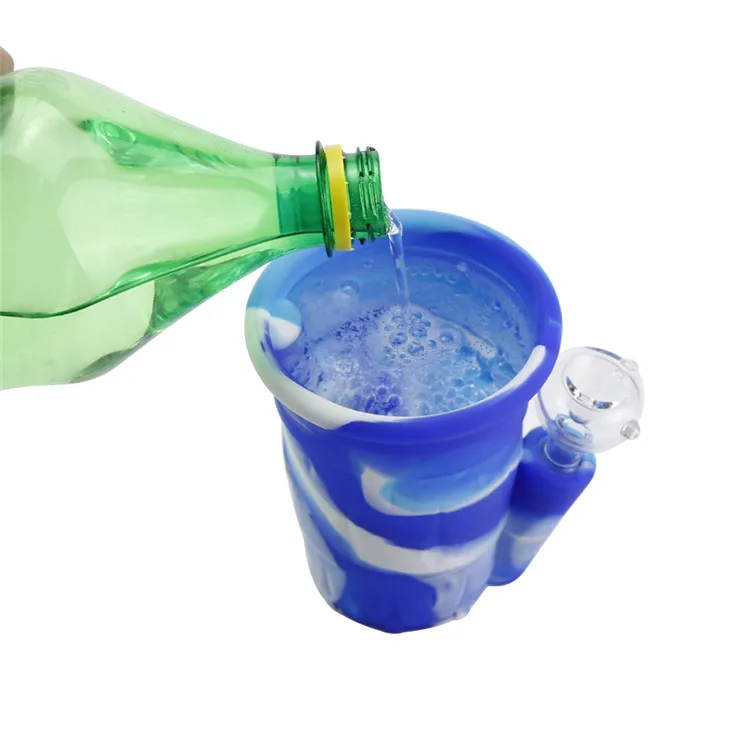 

Beer Cup Shape Glass Weed Bowl Silicone Disguised Smoking Pipe, Various colors