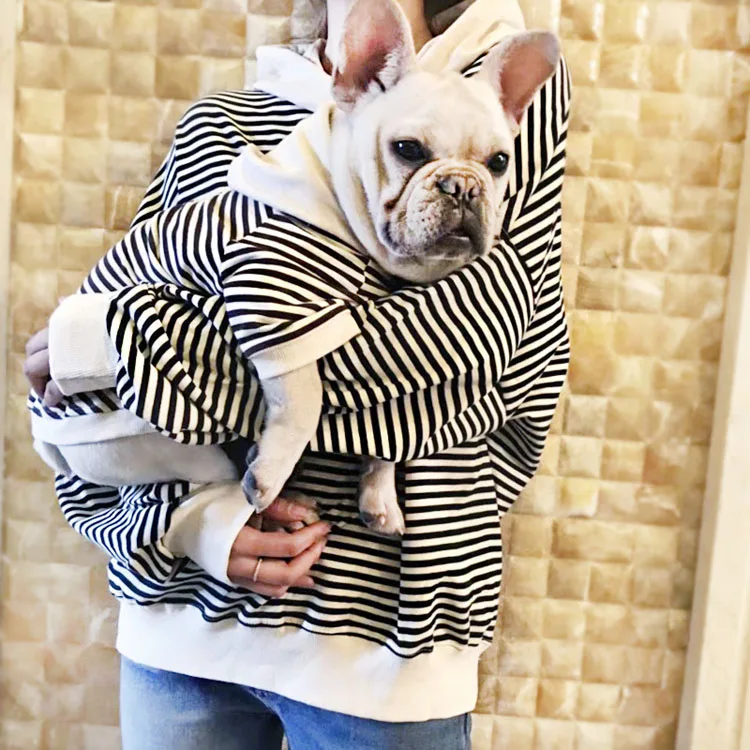 Dog Owner Clothing
 2019 Wholesale Spring Matching Dog And Owner Clothes Stripe Hooded Pet