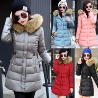 

Winter Women Warm Long Down Jacket Padded Fur Coat Hooded Parka Outwear Overcoat