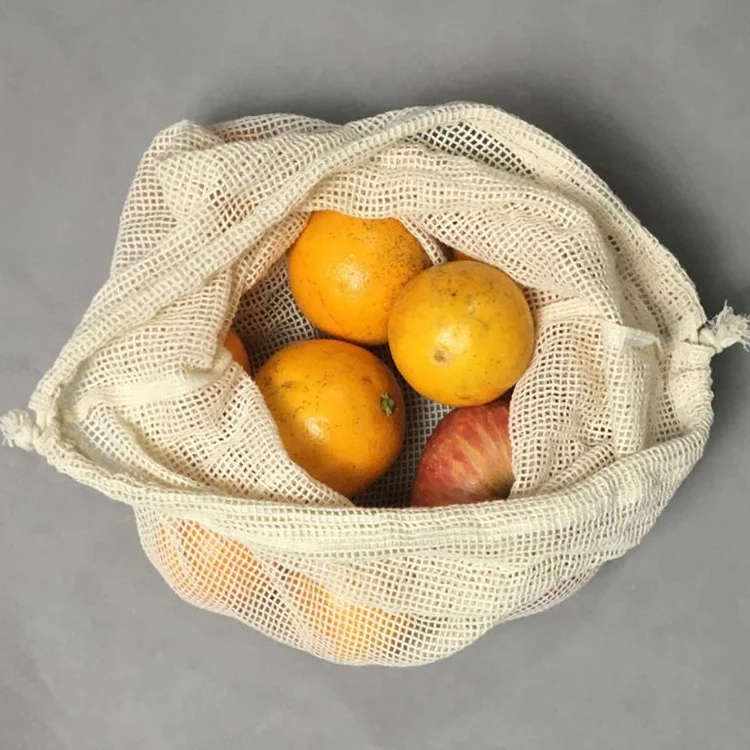 

Organic Cotton Vegetable Bags - Cotton Produce Bags -- Reusable Cotton Bag, Natural cotton color