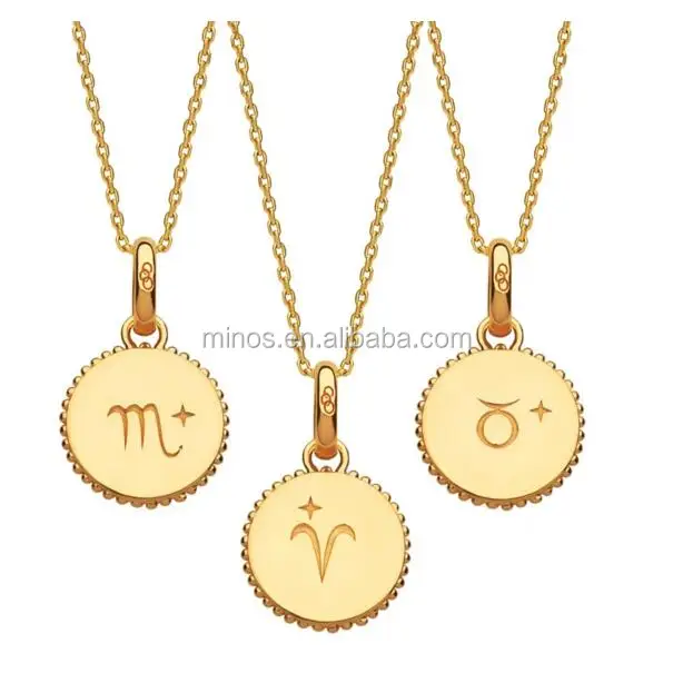 

2019 New Arrive Stainless Steel Yellow Gold Vermeil Zodiac Charm Necklace, Steel;gold;rose gold;black;ect
