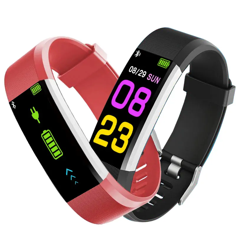 

0.96 Colorful screen 2018 fitness tracker band HR Blood Pressure cheap smart watch bracelet 115 plus