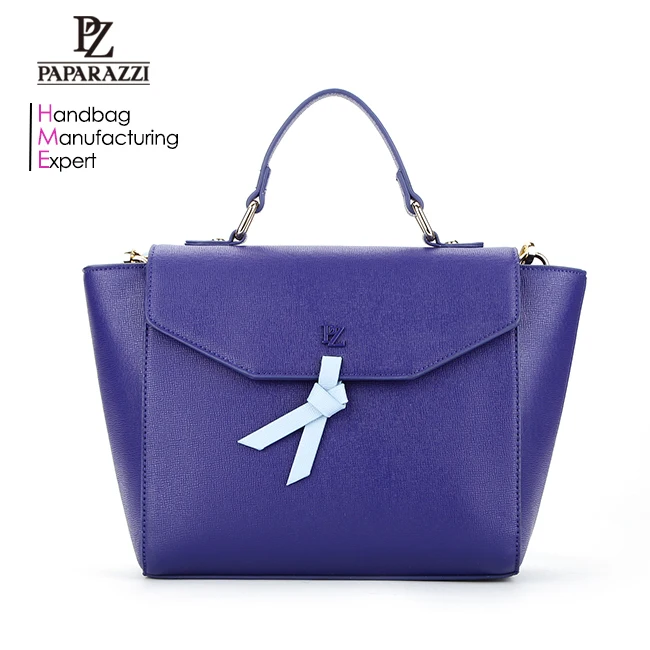 

7460- Paparazzi Factory Wholesale original design knot decorative flap closure 2018 blue color fashion elegance lady handbag