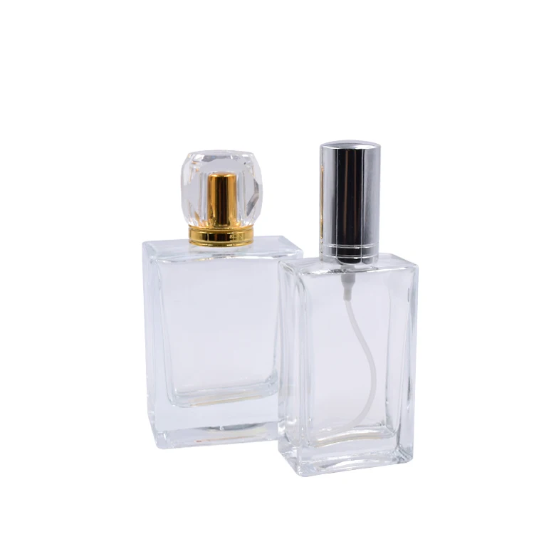 Men Simple Rectangular Perfume Glass Bottle 50 Ml Screw Neck Fragrance ...