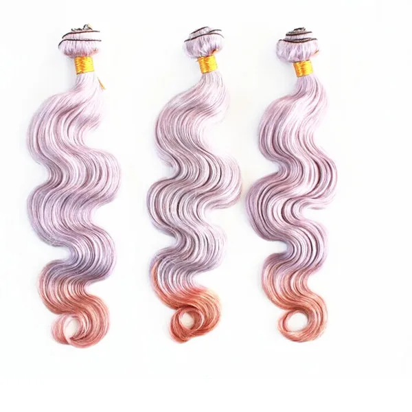 

Qingdao Factory Wholesales Cheap grey hair bundles Colored 100 Human Hair Body Wave Ombre Hair Bundle, Bottom color 2inches