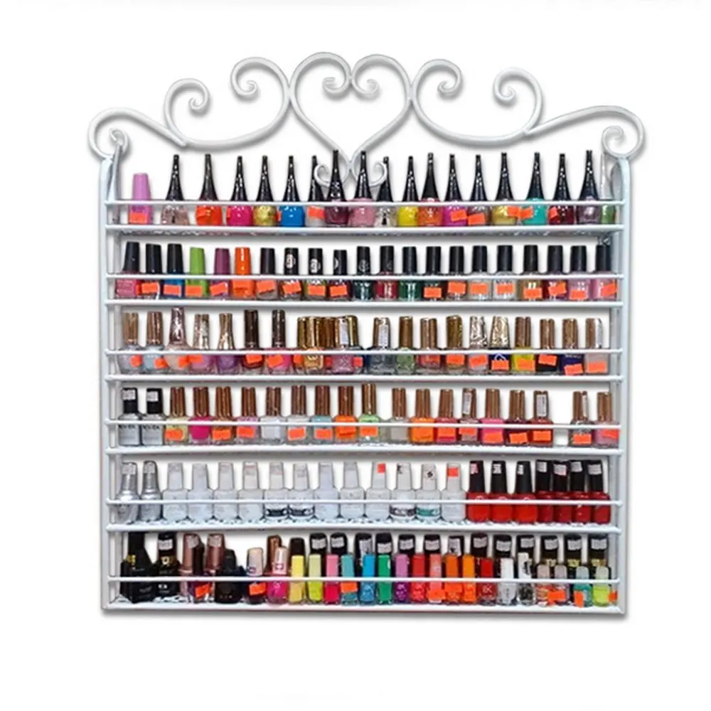 Dazone® Wall Mount 6 Tiers Nail Polish Rack Organizer Hold 120 Bottles Nail Polish Shelf White