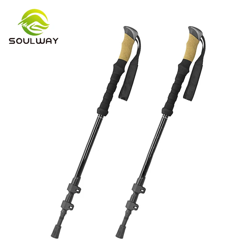 
Customized hotsale 3 sections Quick lock telescopic hiking sticks trekking pole walking stick ski poles aluminium 