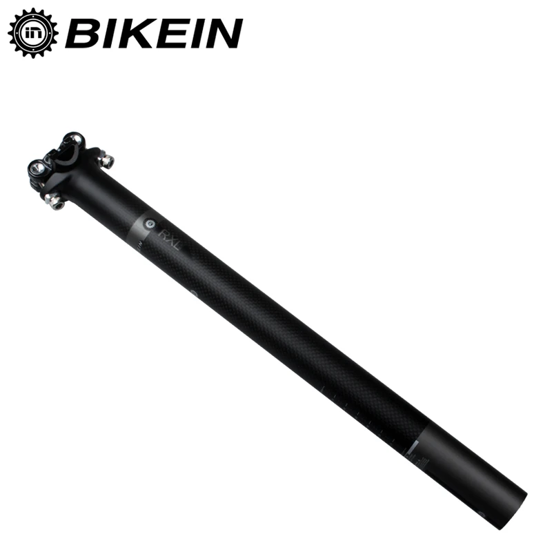 

BIKEIN Cycling Bicycle Full 3k Carbon Seatpost for Road/Mountain Bike 27.2/30.8/31.6*400mm MTB Seat Tube Bicycle Parts 250g Only, Matte black