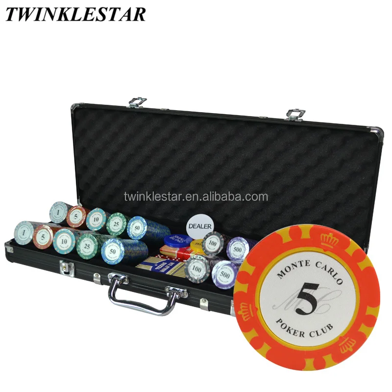 

500 PCS Custom Printed 14g Clay Plastic Poker Chips Gift Set in Silver Aluminium Case