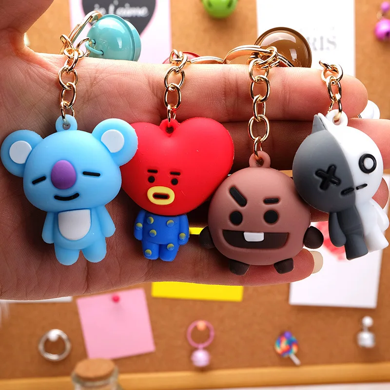 New Pop Cartoon Kpop Bts Keychain Anime 3d Bt21 - Buy Car Pvc Kids