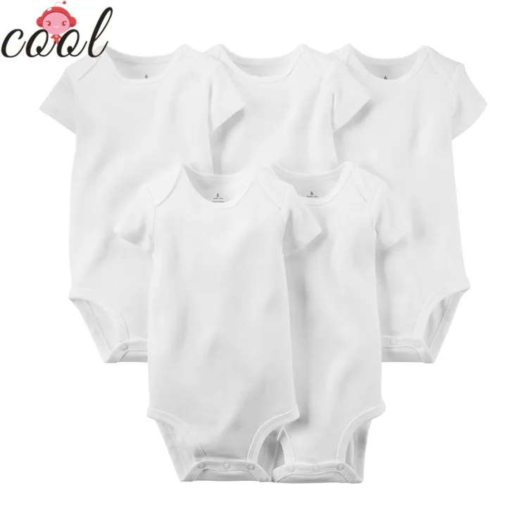 

custom baby gowns 100% cotton ribbed baby romper short sleeve plain white baby onesie wholesale
