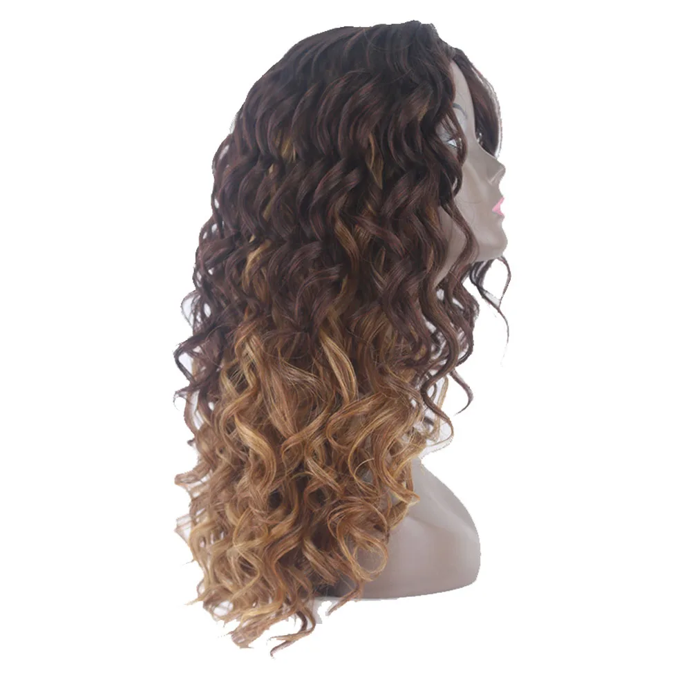 

6467C CHINA kinky curly heat resistant synthetic Hair for black women synthetic long 24 lace front wig