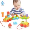 YF-Z6026 toddlers play educational pull string train toys clown magnetic connectors rolls wooden pull along train set