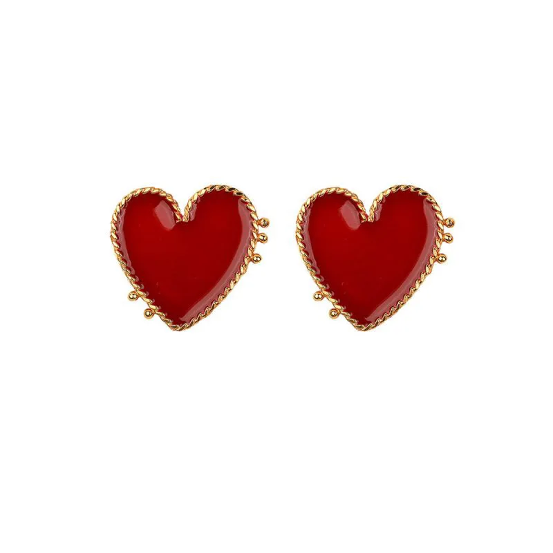 

Trending Punk Style Simple Red Heart Shape Stud Earrings For Women