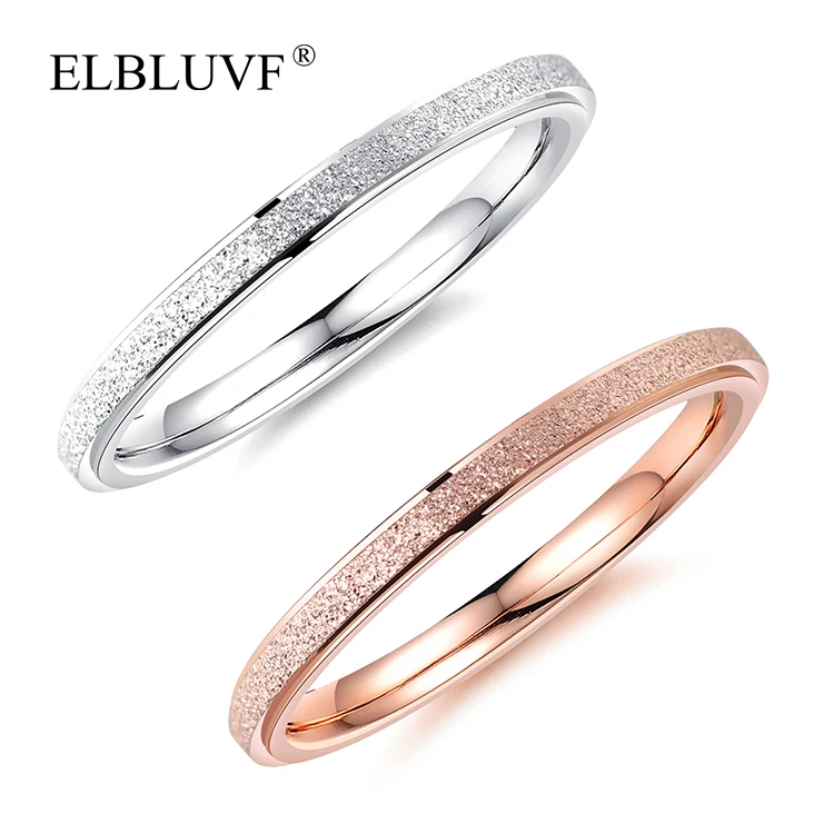 

ELBLUVF Free Shipping Stainless Steel Jewelry Simple Grind Small Cheap Ring For Women, Steel color , rold gold