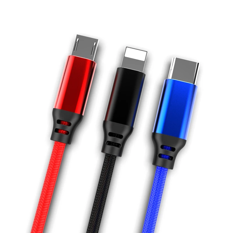 

free sample for cable usb phone original type c micro charge 2 3 4 in 1 charging cable, Red / black/blue