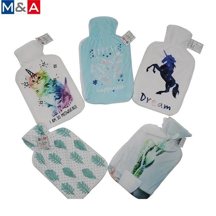 
Animal printed reusable 2000ml natural rubber hot water bag bottle 