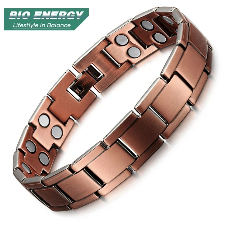 Luxury 100% Pure Copper Magnetic Bracelet Men Good for Body Arthritis Black&Gold