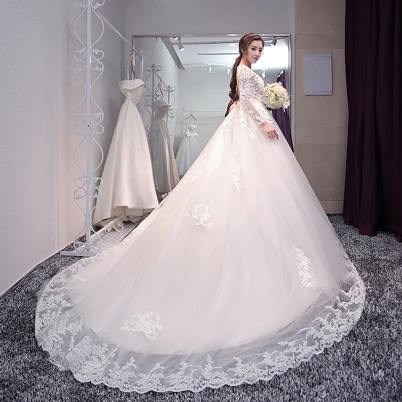 

New Design Luxury Mariage Wedding Dress Wedding Gown Dress Bridal Long Tail Bride Dresses, White wedding dress