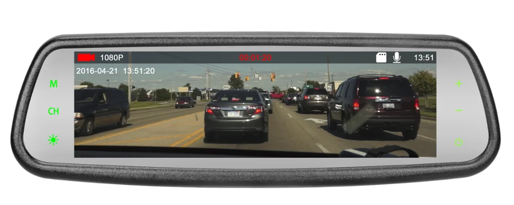 Germid 7.3 inch Ultra High Brigtness Full Screen Rear View Mirror with Mirrorlink&Dash Cam DVR