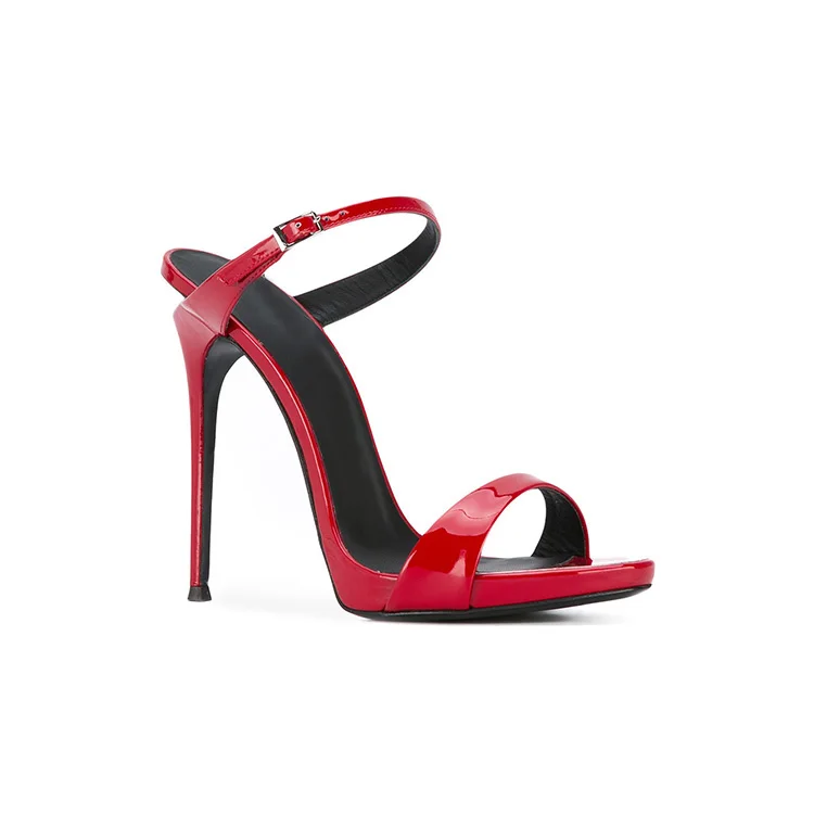 High Heel Leather Red Simple Sandals For Ladies And Women 2018 - Buy ...
