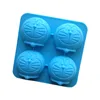 039 factory and stock. mold silicone cake.3d soap mould. 4 Cavities Dorae-mon cat Shape.