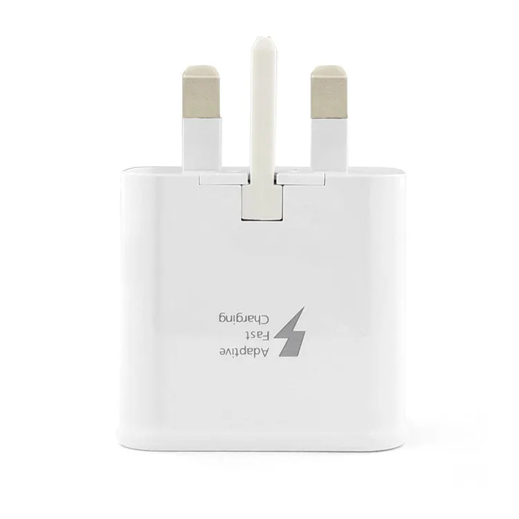 Wholesale For Samsung S6 Fast Charger UK 3 Plug Mobile USB Wall Charger Travel Charger White